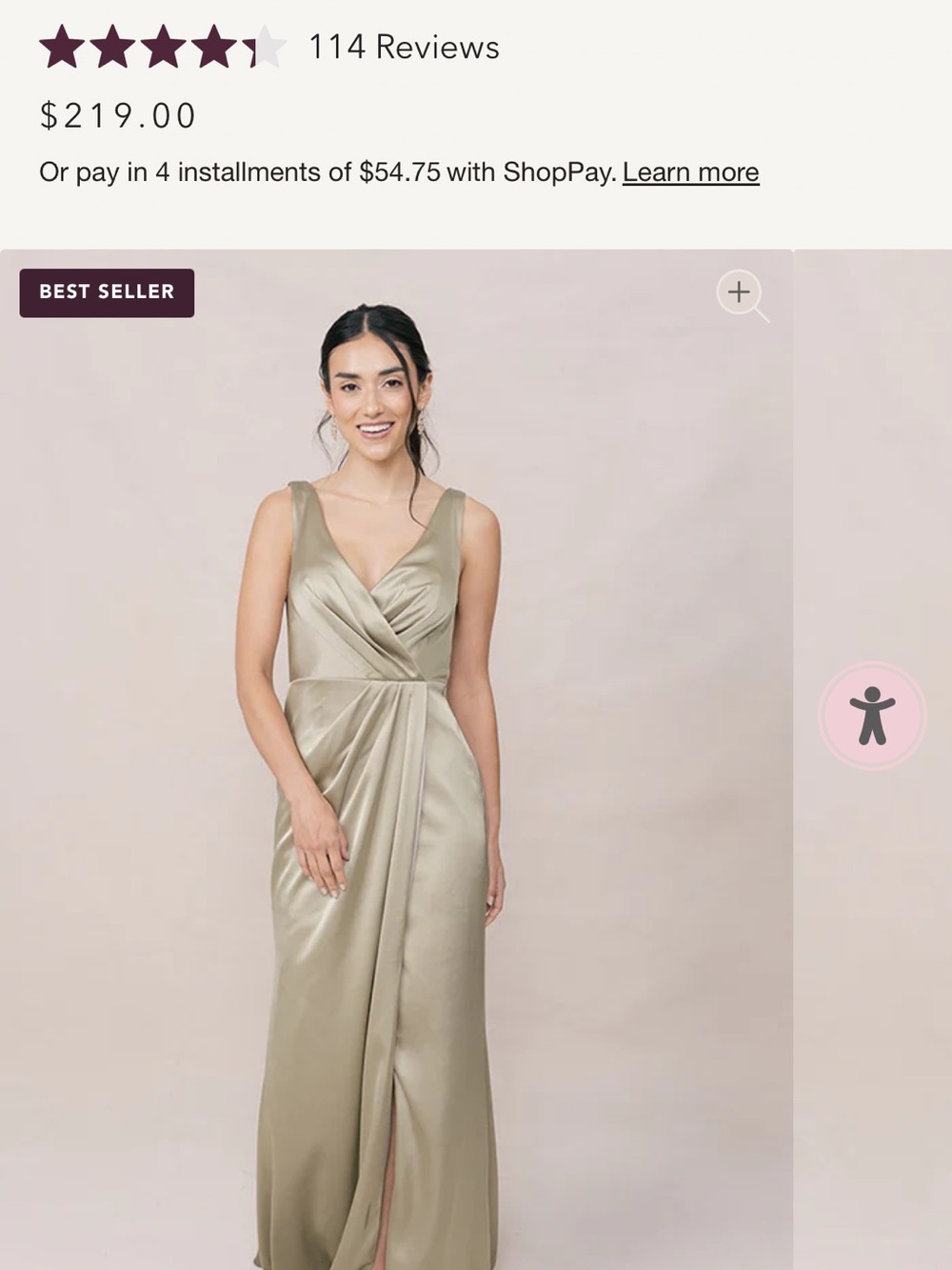 Revelry Olive Satin Draped V-Neck Maxi Dress - 8